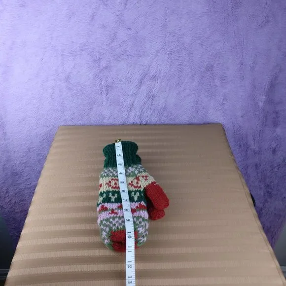 Fair Isle Wool Mittens 100%YAK Wool Fleece Lined Nordic Chunky Knit Mde in Nepal - Picture 10 of 11